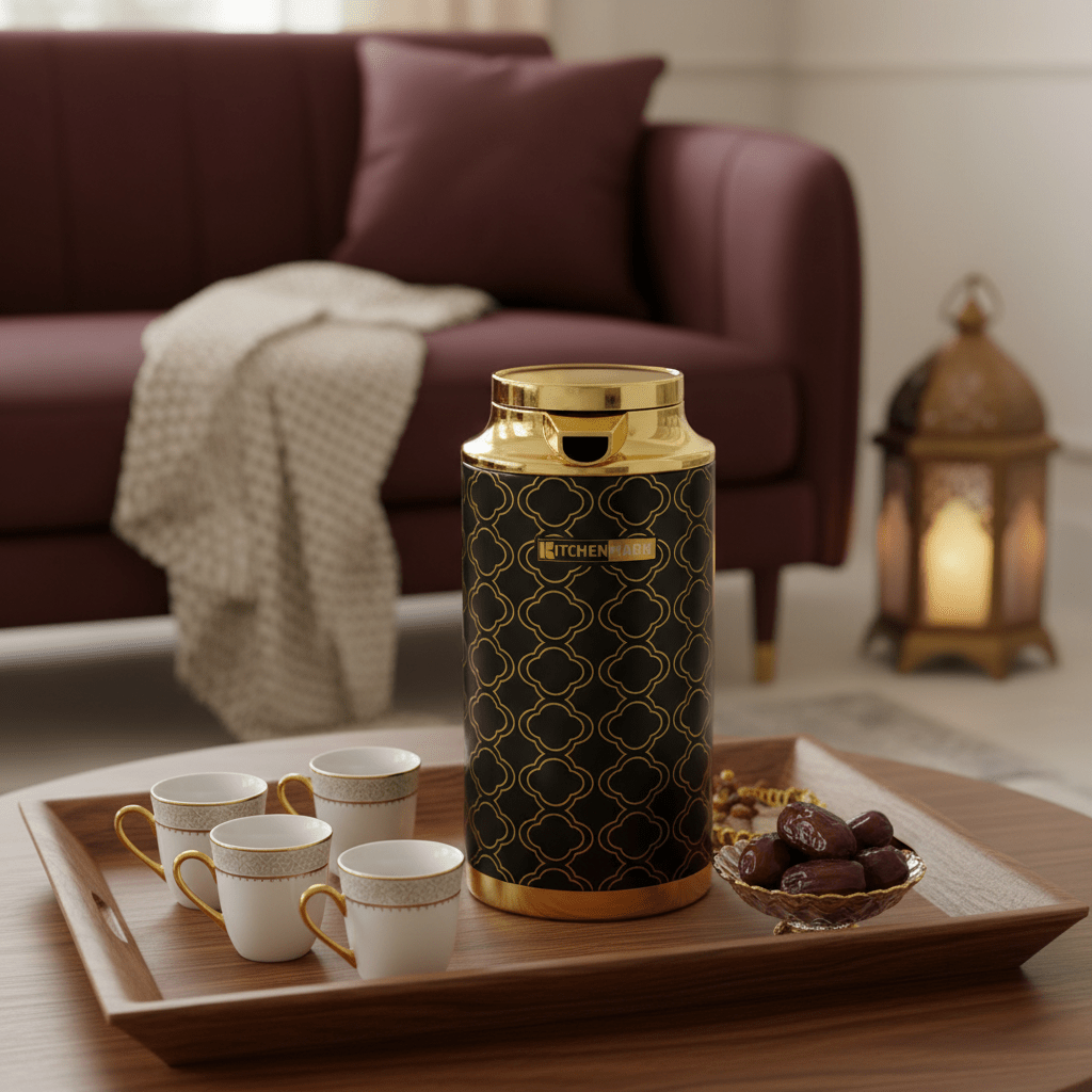 Kitchenmark Black & Gold Vacuum Flask - 1 Litre / 1.3 Litre / 1.6 Litre - Al Kabayel Discount CentreKitchenmark Black & Gold Vacuum Flask - 1 Litre / 1.3 Litre / 1.6 LitreThermosKITCHEN MARKAl Kabayel Discount Centre