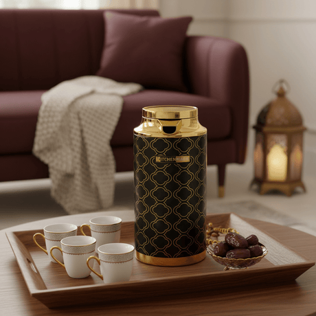 Kitchenmark Black & Gold Vacuum Flask - 1 Litre / 1.3 Litre / 1.6 Litre - Al Kabayel Discount CentreKitchenmark Black & Gold Vacuum Flask - 1 Litre / 1.3 Litre / 1.6 LitreThermosKITCHEN MARKAl Kabayel Discount Centre