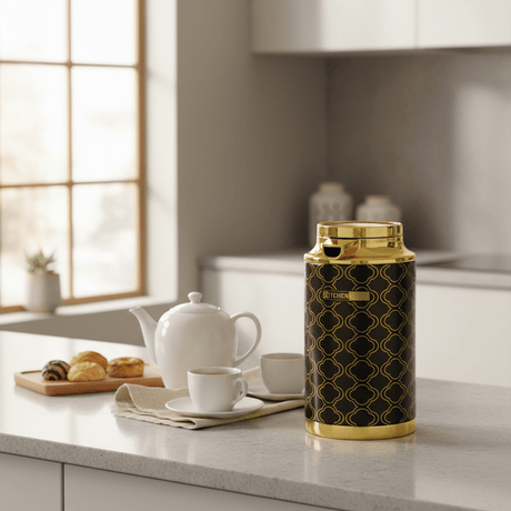 Kitchenmark Black & Gold Vacuum Flask - 1 Litre / 1.3 Litre / 1.6 Litre - Al Kabayel Discount CentreKitchenmark Black & Gold Vacuum Flask - 1 Litre / 1.3 Litre / 1.6 LitreThermosKITCHEN MARKAl Kabayel Discount Centre