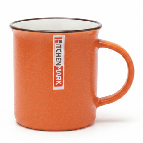 KitchenMark Classic Enamel Mug – Orange | 325ml | Brown Rim | Vintage - Style Drinkware - Al Kabayel Discount CentreKitchenMark Classic Enamel Mug – Orange | 325ml | Brown Rim | Vintage - Style DrinkwareMugsKITCHEN MARKAl Kabayel Discount Centre