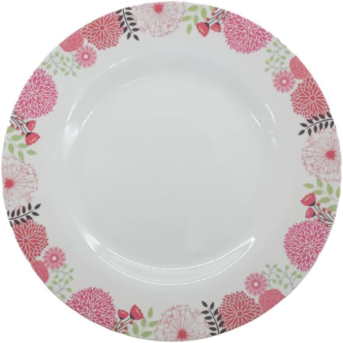 Kitchenmark Melamine Round Dinner Plate - 26CM - White&Pink  - Al Kabayel Discount CentreKitchenmark Melamine Round Dinner Plate - 26CM - White&Pink PlatesKITCHENMARKAl Kabayel Discount Centre
