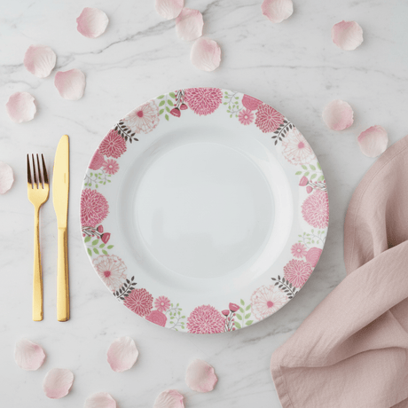 Kitchenmark White Melamine Dinner Plate – Pink Floral Design | 10 Inch - Al Kabayel Discount CentreKitchenmark White Melamine Dinner Plate – Pink Floral Design | 10 InchPlatesKITCHENMARKAl Kabayel Discount Centre