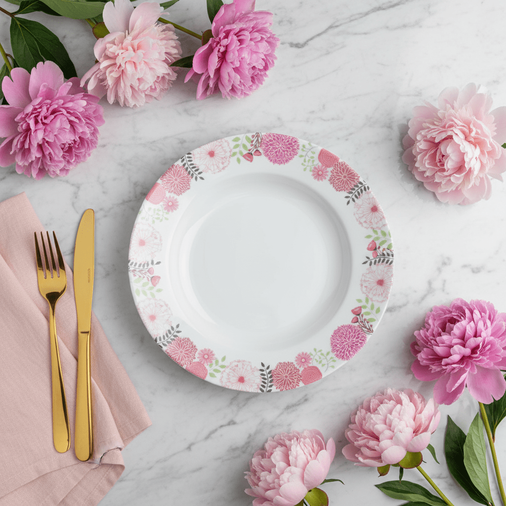 Kitchenmark White Melamine Soup Plate with Pink Floral Design — 9 Inch - Al Kabayel Discount CentreKitchenmark White Melamine Soup Plate with Pink Floral Design — 9 InchPlatesKITCHENMARKAl Kabayel Discount Centre
