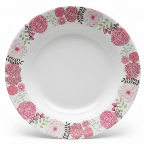 Kitchenmark White Melamine Soup Plate with Pink Floral Design — 9 Inch - Al Kabayel Discount CentreKitchenmark White Melamine Soup Plate with Pink Floral Design — 9 InchPlatesKITCHENMARKAl Kabayel Discount Centre