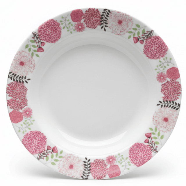 Kitchenmark White Melamine Soup Plate with Pink Floral Design — 9 Inch - Al Kabayel Discount CentreKitchenmark White Melamine Soup Plate with Pink Floral Design — 9 InchPlatesKITCHENMARKAl Kabayel Discount Centre