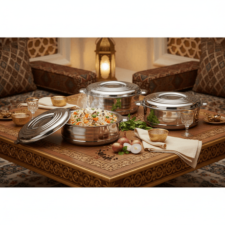 Kiyan Star Royal Casserole – 3 - Piece Stainless Steel Insulated Hot Pot Set (2.5L / 3.5L / 5L) - Al Kabayel Discount CentreKiyan Star Royal Casserole – 3 - Piece Stainless Steel Insulated Hot Pot Set (2.5L / 3.5L / 5L)CasserolesKIYANAl Kabayel Discount Centre