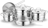 KORKMAZ Astron Cookware Set 9pcs(Casserole - 18L, 3.3L, 5.75L / Frypan - 2.7L, 3.35L), Stainless Steel - Al Kabayel Discount CentreKORKMAZ Astron Cookware Set 9pcs(Casserole - 18L, 3.3L, 5.75L / Frypan - 2.7L, 3.35L), Stainless SteelCookware SetKORKMAZAl Kabayel Discount Centre