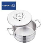 KORKMAZ Astron Cookware Set 9pcs(Casserole - 18L, 3.3L, 5.75L / Frypan - 2.7L, 3.35L), Stainless Steel - Al Kabayel Discount CentreKORKMAZ Astron Cookware Set 9pcs(Casserole - 18L, 3.3L, 5.75L / Frypan - 2.7L, 3.35L), Stainless SteelCookware SetKORKMAZAl Kabayel Discount Centre