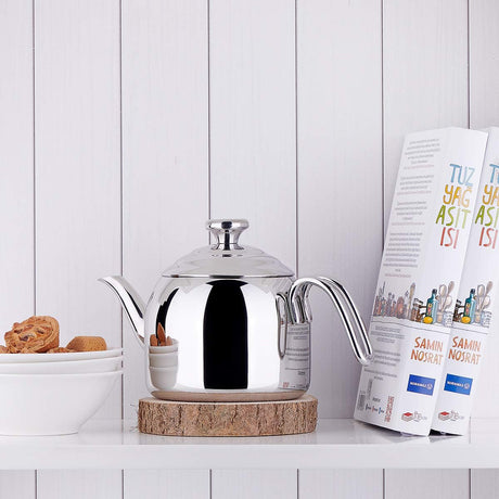 KORKMAZ Droppa Stainless Steel Tea Pot 1.1 Liter, Induction Base - Al Kabayel Discount CentreKORKMAZ Droppa Stainless Steel Tea Pot 1.1 Liter, Induction BaseTea/Coffee PotsKORKMAZAl Kabayel Discount Centre