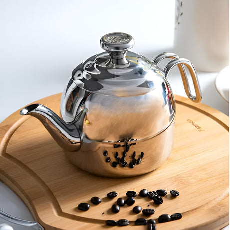 KORKMAZ Droppa Stainless Steel Tea Pot 1.1 Liter, Induction Base - Al Kabayel Discount CentreKORKMAZ Droppa Stainless Steel Tea Pot 1.1 Liter, Induction BaseTea/Coffee PotsKORKMAZAl Kabayel Discount Centre