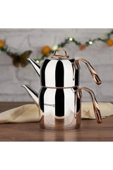 KORKMAZ Rosanna Stainless Steel Tea Pot Set (0.9L & 1.6L), Induction Base - Al Kabayel Discount CentreKORKMAZ Rosanna Stainless Steel Tea Pot Set (0.9L & 1.6L), Induction BaseTea/Coffee PotsKORKMAZAl Kabayel Discount Centre