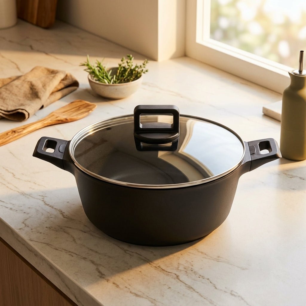 Kula Thermo Series Non-Stick Cooking Pot 24 cm with Glass Lid - Al Kabayel Discount CentreKula Thermo Series Non-Stick Cooking Pot 24 cm with Glass LidCasserolesKULAAl Kabayel Discount Centre