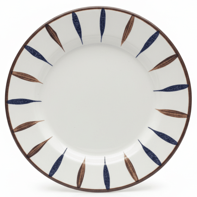 Landreen White with Navy Blue and Brown Leaf Print Melamine Meat Plate 8.5 Inch Serving Plate for Meat and Sides - Al Kabayel Discount CentreLandreen White with Navy Blue and Brown Leaf Print Melamine Meat Plate 8.5 Inch Serving Plate for Meat and SidesPlatesLANDREENAl Kabayel Discount Centre
