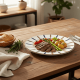Landreen White with Navy Blue and Brown Leaf Print Melamine Meat Plate 8.5 Inch Serving Plate for Meat and Sides - Al Kabayel Discount CentreLandreen White with Navy Blue and Brown Leaf Print Melamine Meat Plate 8.5 Inch Serving Plate for Meat and SidesPlatesLANDREENAl Kabayel Discount Centre