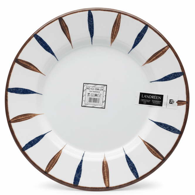 Landreen White with Navy Blue and Brown Leaf Print Round Melamine Dinner Plate 10.5 Inch Stylish Dining Plate - Al Kabayel Discount CentreLandreen White with Navy Blue and Brown Leaf Print Round Melamine Dinner Plate 10.5 Inch Stylish Dining PlatePlatesLANDREENAl Kabayel Discount Centre