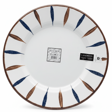 Landreen White with Navy Blue and Brown Leaf Print Round Melamine Dinner Plate 10.5 Inch Stylish Dining Plate - Al Kabayel Discount CentreLandreen White with Navy Blue and Brown Leaf Print Round Melamine Dinner Plate 10.5 Inch Stylish Dining PlatePlatesLANDREENAl Kabayel Discount Centre