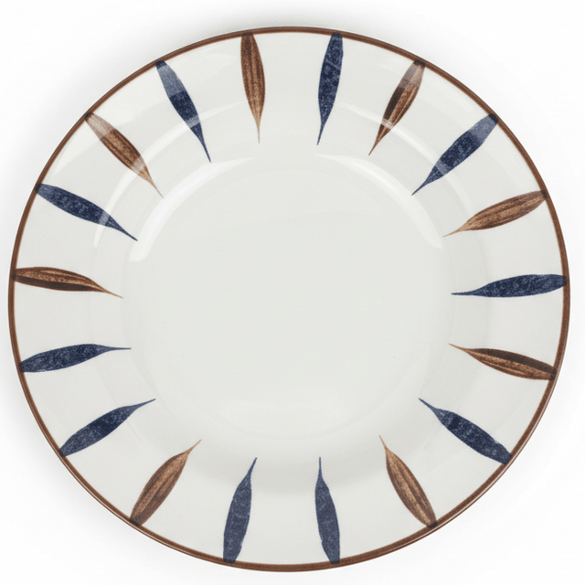 Landreen White with Navy Blue and Brown Leaf Print Round Melamine Soup Plate 10 Inch Decorative Deep Plate - Al Kabayel Discount CentreLandreen White with Navy Blue and Brown Leaf Print Round Melamine Soup Plate 10 Inch Decorative Deep PlatePlatesLANDREENAl Kabayel Discount Centre