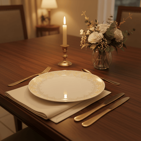 Larah by Borosil White & Gold Opalware Dinner Plate 10.5 Inch - Al Kabayel Discount CentreLarah by Borosil White & Gold Opalware Dinner Plate 10.5 InchPlatesBOROSILAl Kabayel Discount Centre