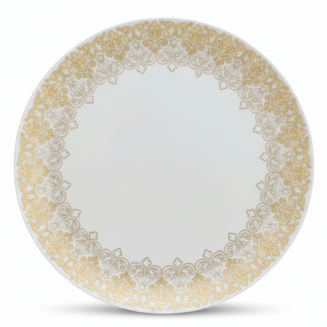 Larah by Borosil White & Gold Opalware Dinner Plate 10.5 Inch - Al Kabayel Discount CentreLarah by Borosil White & Gold Opalware Dinner Plate 10.5 InchPlatesBOROSILAl Kabayel Discount Centre
