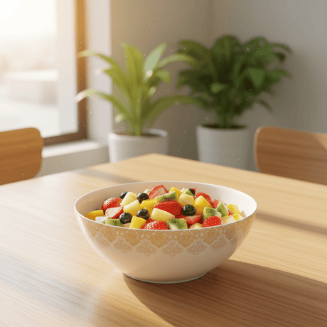 Larah by Borosil White & Gold Opalware Serving Bowl 8 Inch - Al Kabayel Discount CentreLarah by Borosil White & Gold Opalware Serving Bowl 8 InchBowlsBOROSILAl Kabayel Discount Centre
