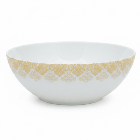 Larah by Borosil White & Gold Opalware Serving Bowl 8 Inch - Al Kabayel Discount CentreLarah by Borosil White & Gold Opalware Serving Bowl 8 InchBowlsBOROSILAl Kabayel Discount Centre