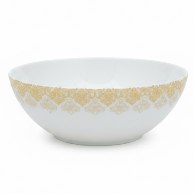 Larah by Borosil White & Gold Opalware Serving Bowl 8 Inch - Al Kabayel Discount CentreLarah by Borosil White & Gold Opalware Serving Bowl 8 InchBowlsBOROSILAl Kabayel Discount Centre
