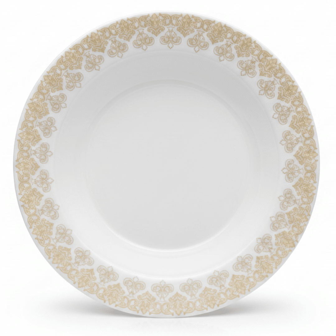 Larah by Borosil White & Gold Opalware Soup Plate 9 Inch - Al Kabayel Discount CentreLarah by Borosil White & Gold Opalware Soup Plate 9 InchPlatesBOROSILAl Kabayel Discount Centre
