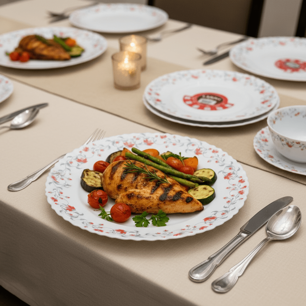 Larah Fluted White Opalware Dinner Plate with Red Floral Design – 27cm - Al Kabayel Discount CentreLarah Fluted White Opalware Dinner Plate with Red Floral Design – 27cmPlatesLARAHAl Kabayel Discount Centre