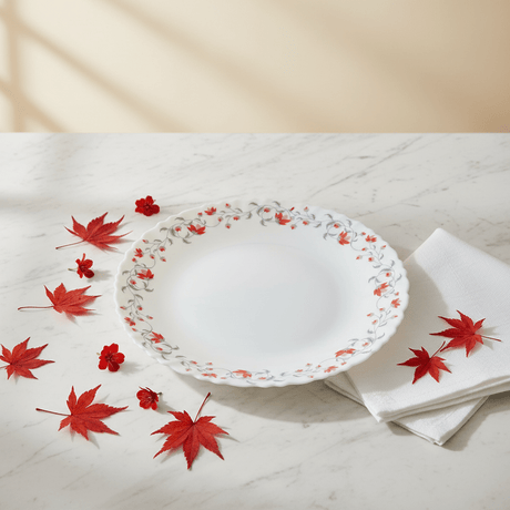 Larah Fluted White Opalware Dinner Plate with Red Floral Design – 27cm - Al Kabayel Discount CentreLarah Fluted White Opalware Dinner Plate with Red Floral Design – 27cmPlatesLARAHAl Kabayel Discount Centre
