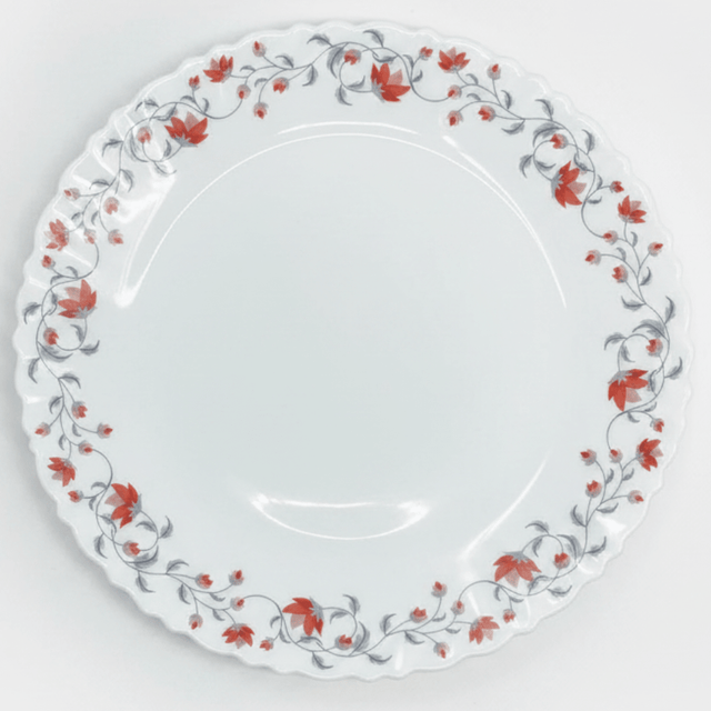 Larah Fluted White Opalware Dinner Plate with Red Floral Design – 27cm - Al Kabayel Discount CentreLarah Fluted White Opalware Dinner Plate with Red Floral Design – 27cmPlatesLARAHAl Kabayel Discount Centre