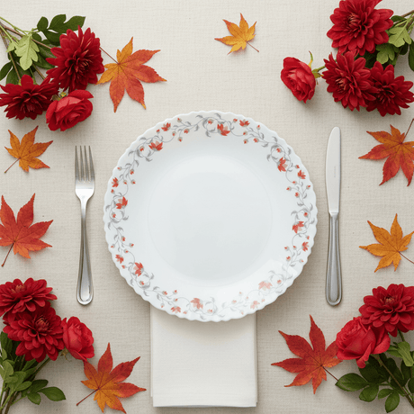 Larah Fluted White Opalware Dinner Plate with Red Floral Design – 27cm - Al Kabayel Discount CentreLarah Fluted White Opalware Dinner Plate with Red Floral Design – 27cmPlatesLARAHAl Kabayel Discount Centre