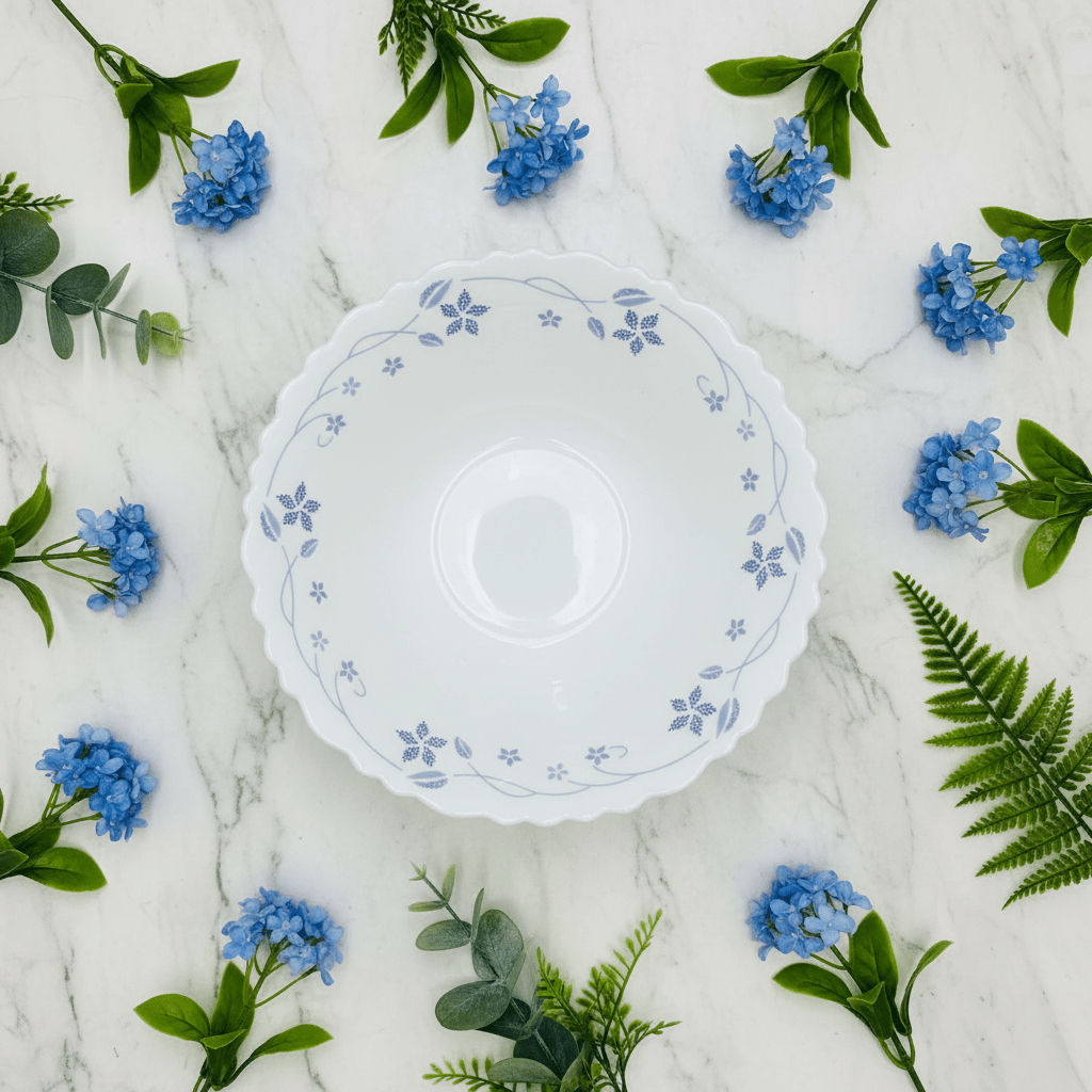 Larah Fluted White Opalware Multipurpose Bowl with Blue Floral Design – 6.5 Inch - Al Kabayel Discount CentreLarah Fluted White Opalware Multipurpose Bowl with Blue Floral Design – 6.5 InchBowlsLARAHAl Kabayel Discount Centre