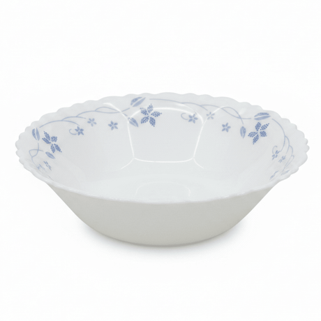 Larah Fluted White Opalware Multipurpose Bowl with Blue Floral Design – 6.5 Inch - Al Kabayel Discount CentreLarah Fluted White Opalware Multipurpose Bowl with Blue Floral Design – 6.5 InchBowlsLARAHAl Kabayel Discount Centre