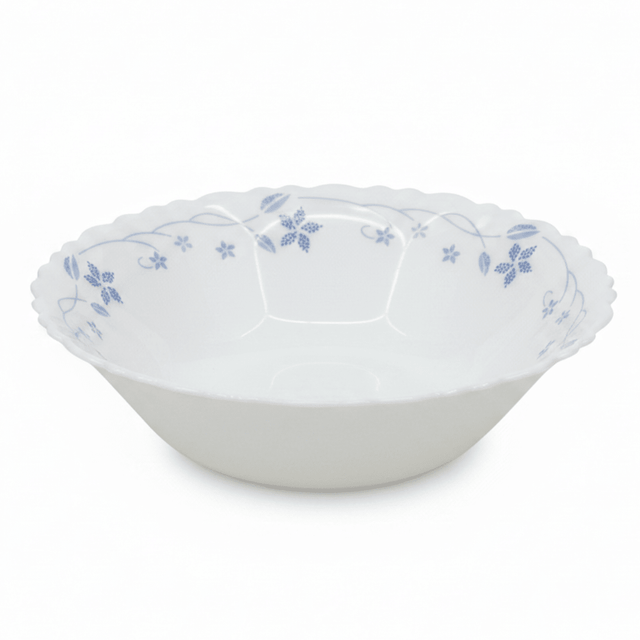 Larah Fluted White Opalware Multipurpose Bowl with Blue Floral Design – 6.5 Inch - Al Kabayel Discount CentreLarah Fluted White Opalware Multipurpose Bowl with Blue Floral Design – 6.5 InchBowlsLARAHAl Kabayel Discount Centre