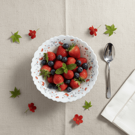 Larah Fluted White Opalware Multipurpose Bowl with Red Floral Design – 6.5 Inch - Al Kabayel Discount CentreLarah Fluted White Opalware Multipurpose Bowl with Red Floral Design – 6.5 InchBowlsLARAHAl Kabayel Discount Centre