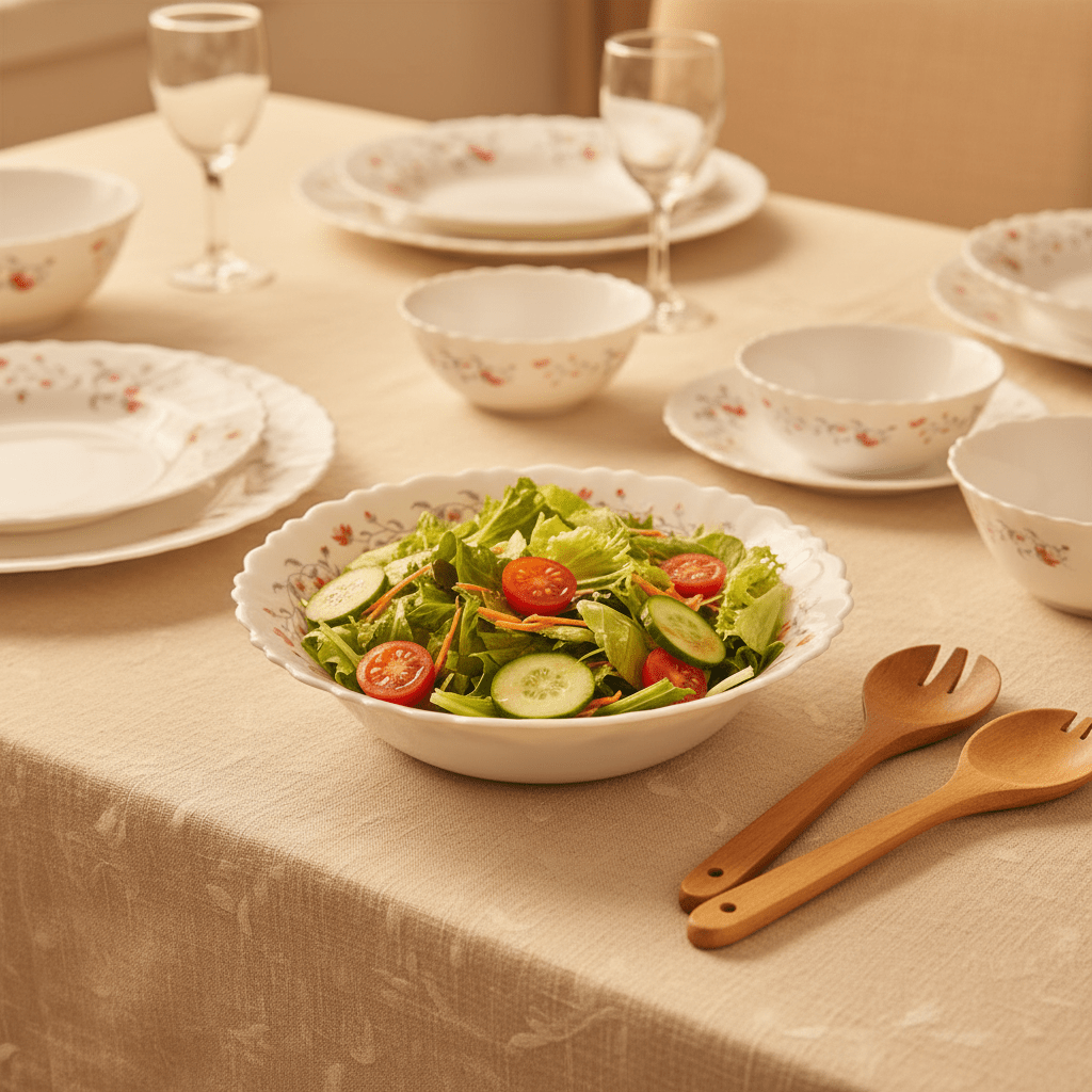 Larah Fluted White Opalware Multipurpose Bowl with Red Floral Design – 6.5 Inch - Al Kabayel Discount CentreLarah Fluted White Opalware Multipurpose Bowl with Red Floral Design – 6.5 InchBowlsLARAHAl Kabayel Discount Centre