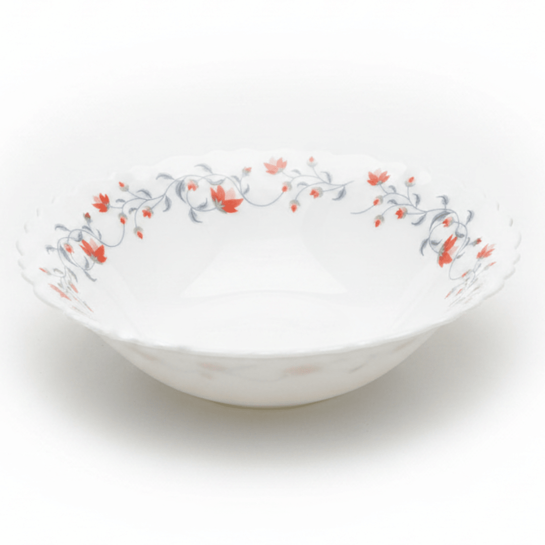 Larah Fluted White Opalware Multipurpose Bowl with Red Floral Design – 6.5 Inch - Al Kabayel Discount CentreLarah Fluted White Opalware Multipurpose Bowl with Red Floral Design – 6.5 InchBowlsLARAHAl Kabayel Discount Centre