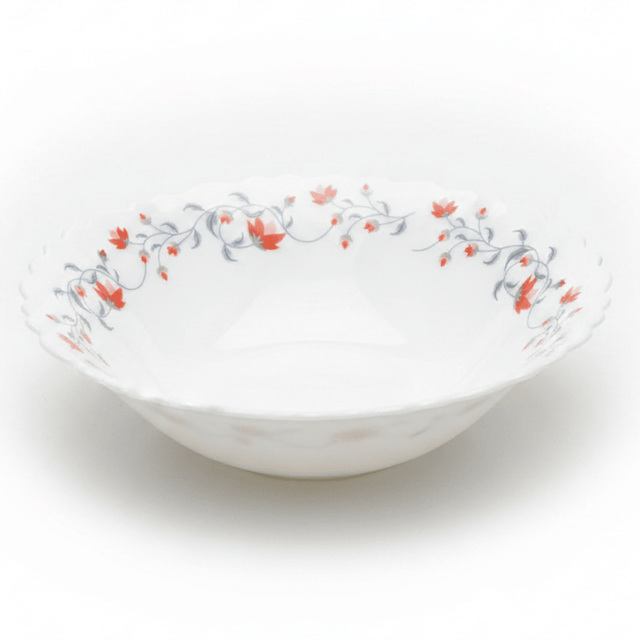 Larah Fluted White Opalware Multipurpose Bowl with Red Floral Design – 6.5 Inch - Al Kabayel Discount CentreLarah Fluted White Opalware Multipurpose Bowl with Red Floral Design – 6.5 InchBowlsLARAHAl Kabayel Discount Centre