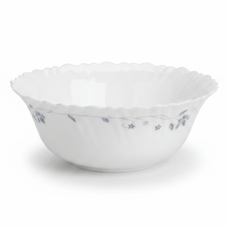 Larah Fluted White Opalware Serving Bowl with Blue Floral Design – 8 Inch - Al Kabayel Discount CentreLarah Fluted White Opalware Serving Bowl with Blue Floral Design – 8 InchBowlsLARAHAl Kabayel Discount Centre