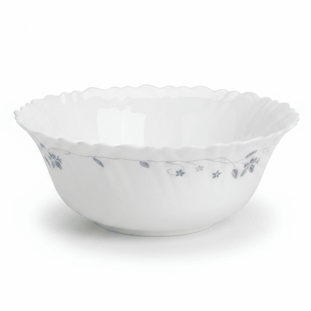 Larah Fluted White Opalware Serving Bowl with Blue Floral Design – 8 Inch - Al Kabayel Discount CentreLarah Fluted White Opalware Serving Bowl with Blue Floral Design – 8 InchBowlsLARAHAl Kabayel Discount Centre