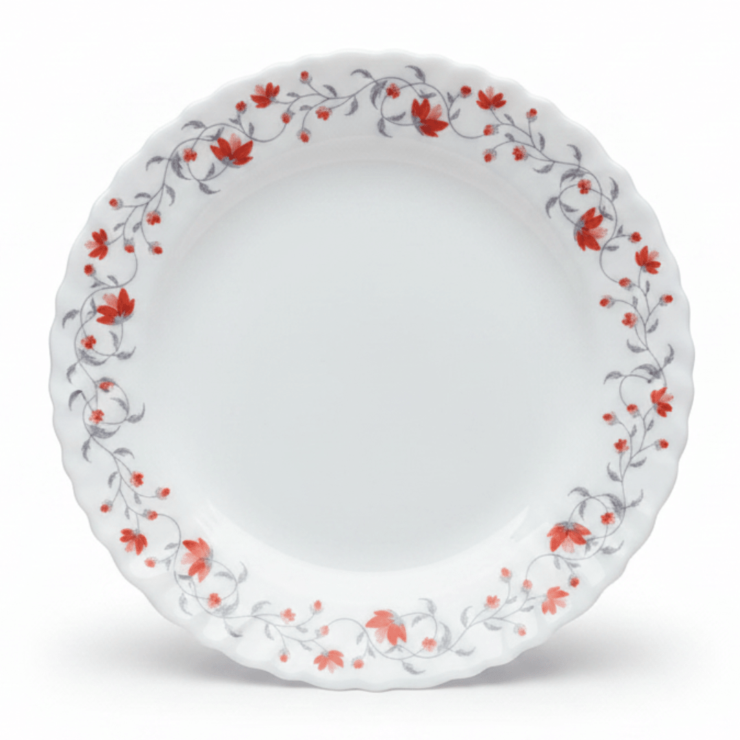 Larah Fluted White Opalware Side Plate with Red Floral Design – 7.5 Inch - Al Kabayel Discount CentreLarah Fluted White Opalware Side Plate with Red Floral Design – 7.5 InchPlatesLARAHAl Kabayel Discount Centre
