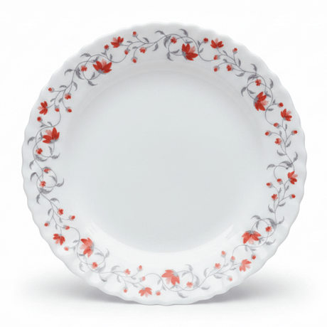 Larah Fluted White Opalware Side Plate with Red Floral Design – 7.5 Inch - Al Kabayel Discount CentreLarah Fluted White Opalware Side Plate with Red Floral Design – 7.5 InchPlatesLARAHAl Kabayel Discount Centre