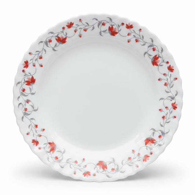 Larah Fluted White Opalware Side Plate with Red Floral Design – 7.5 Inch - Al Kabayel Discount CentreLarah Fluted White Opalware Side Plate with Red Floral Design – 7.5 InchPlatesLARAHAl Kabayel Discount Centre