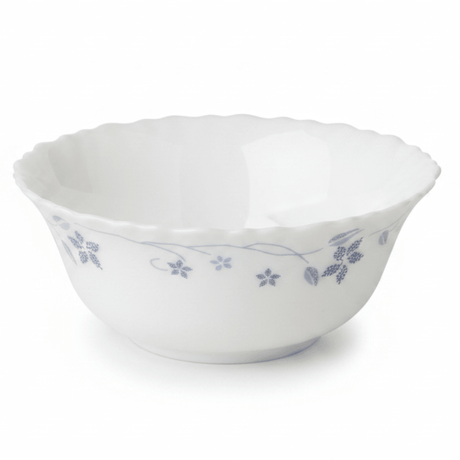Larah Fluted White Opalware Soup Bowl with Blue Floral Design – 5 Inch - Al Kabayel Discount CentreLarah Fluted White Opalware Soup Bowl with Blue Floral Design – 5 InchBowlsLARAHAl Kabayel Discount Centre