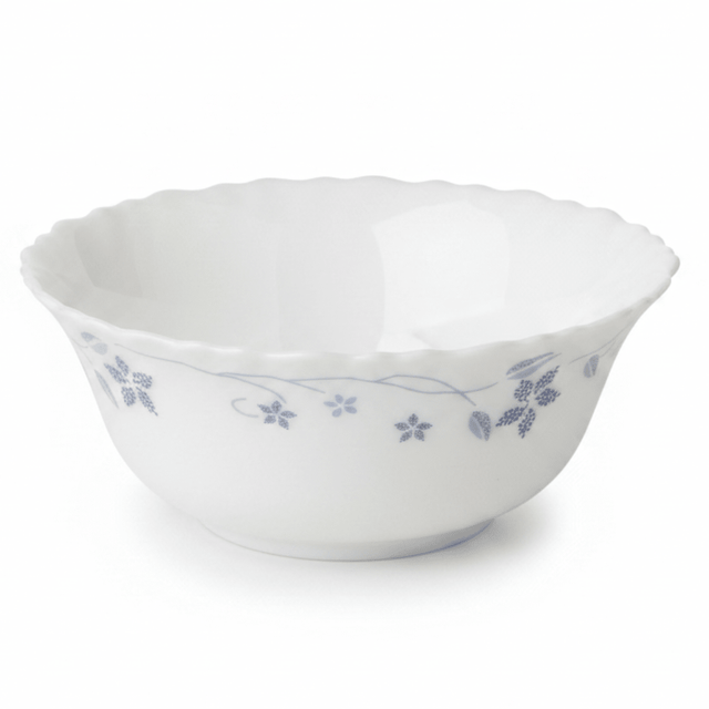 Larah Fluted White Opalware Soup Bowl with Blue Floral Design – 5 Inch - Al Kabayel Discount CentreLarah Fluted White Opalware Soup Bowl with Blue Floral Design – 5 InchBowlsLARAHAl Kabayel Discount Centre