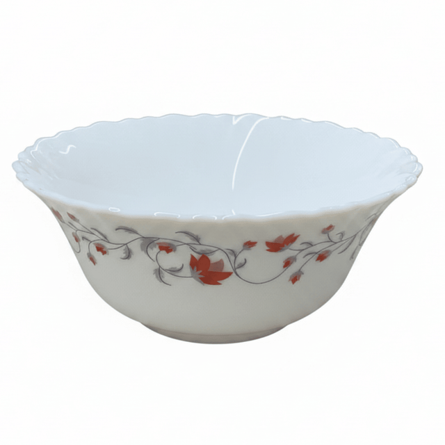 Larah Fluted White Opalware Soup Bowl with Red Floral Design – 5 Inch - Al Kabayel Discount CentreLarah Fluted White Opalware Soup Bowl with Red Floral Design – 5 InchBowlsLARAHAl Kabayel Discount Centre