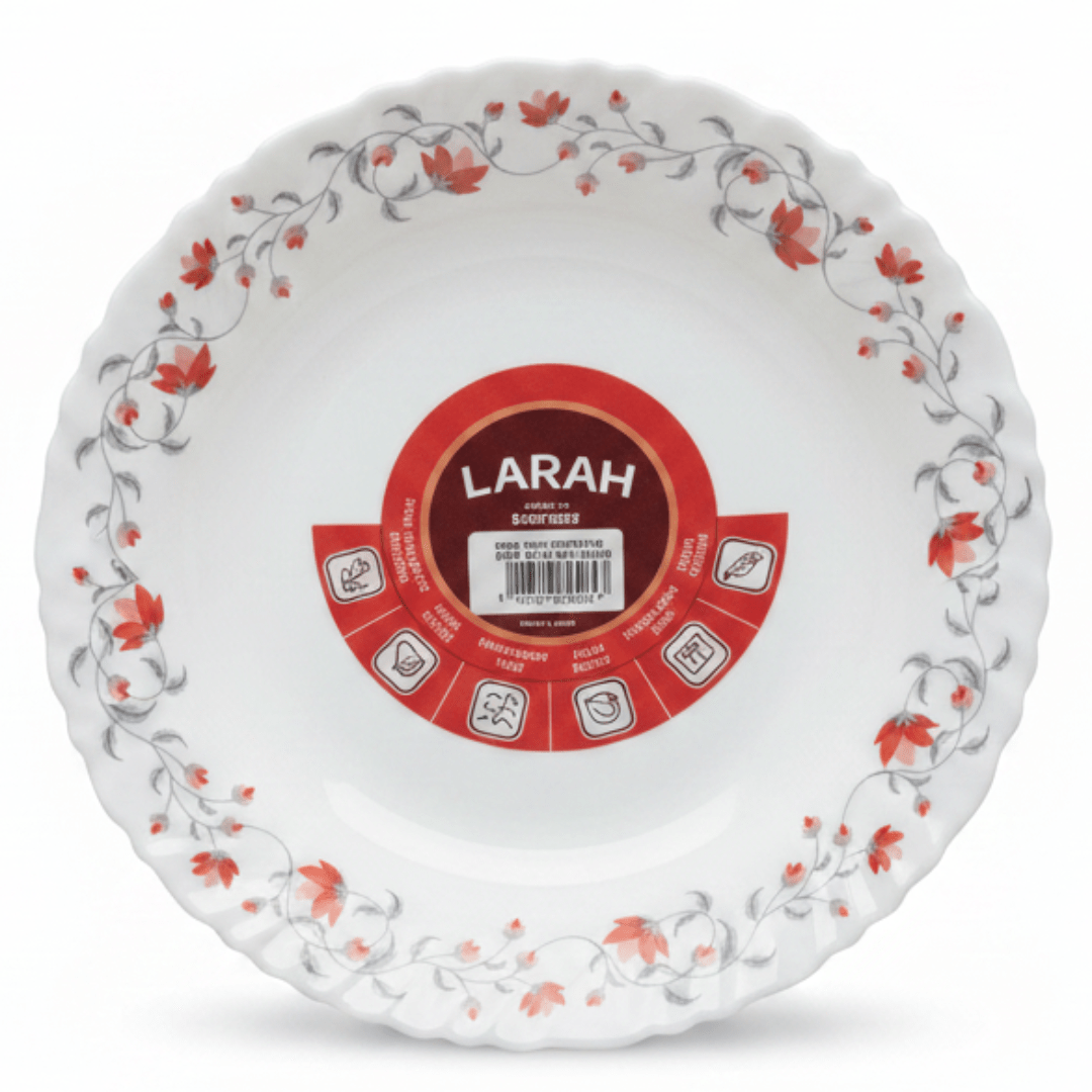 Larah Fluted White Opalware Soup Plate with Red Floral Design – 9 Inch - Al Kabayel Discount CentreLarah Fluted White Opalware Soup Plate with Red Floral Design – 9 InchPlatesLARAHAl Kabayel Discount Centre