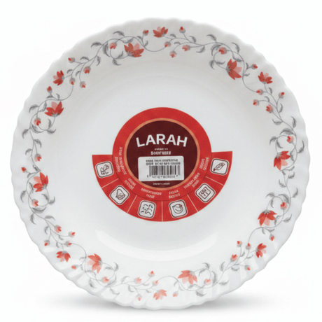 Larah Fluted White Opalware Soup Plate with Red Floral Design – 9 Inch - Al Kabayel Discount CentreLarah Fluted White Opalware Soup Plate with Red Floral Design – 9 InchPlatesLARAHAl Kabayel Discount Centre