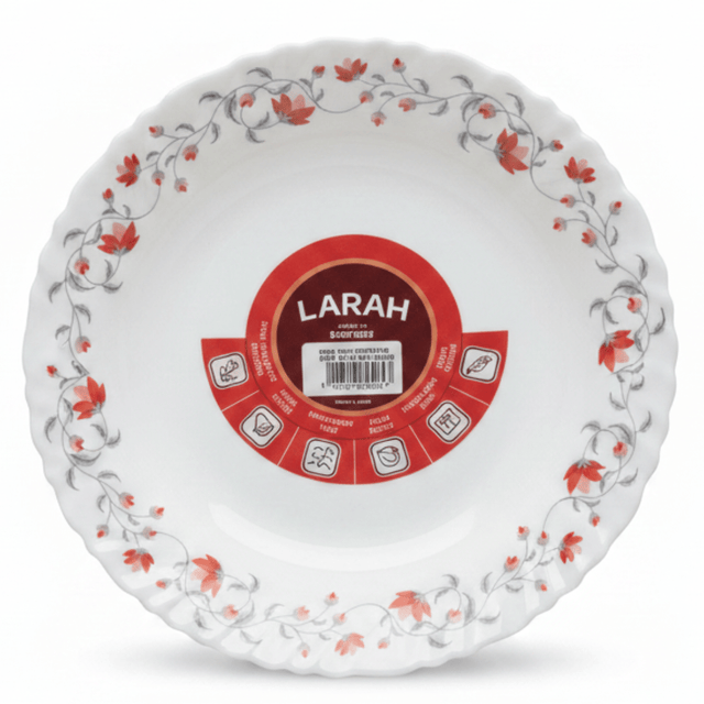 Larah Fluted White Opalware Soup Plate with Red Floral Design – 9 Inch - Al Kabayel Discount CentreLarah Fluted White Opalware Soup Plate with Red Floral Design – 9 InchPlatesLARAHAl Kabayel Discount Centre