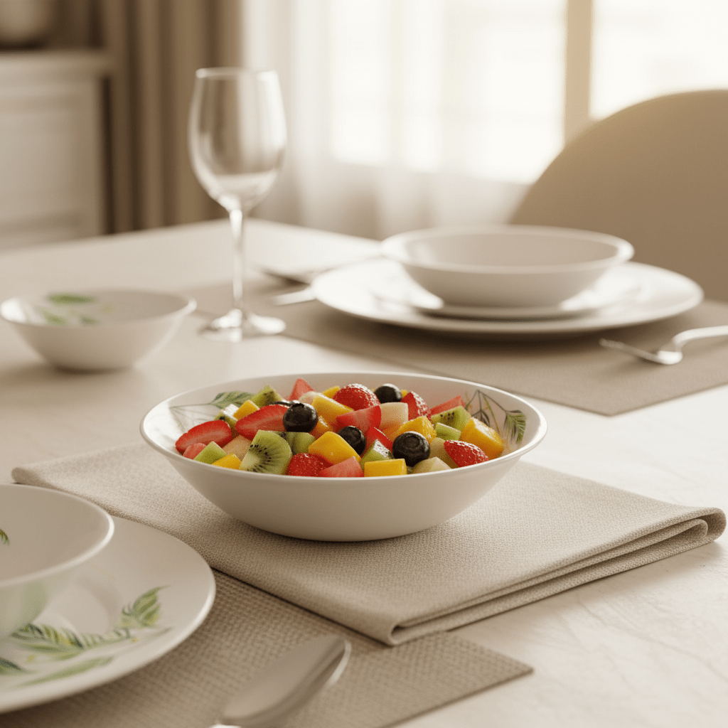 Larah White Opalware Bowl with Elegant Leaf Design – 6.5 Inch - Al Kabayel Discount CentreLarah White Opalware Bowl with Elegant Leaf Design – 6.5 InchBowlsLARAHAl Kabayel Discount Centre
